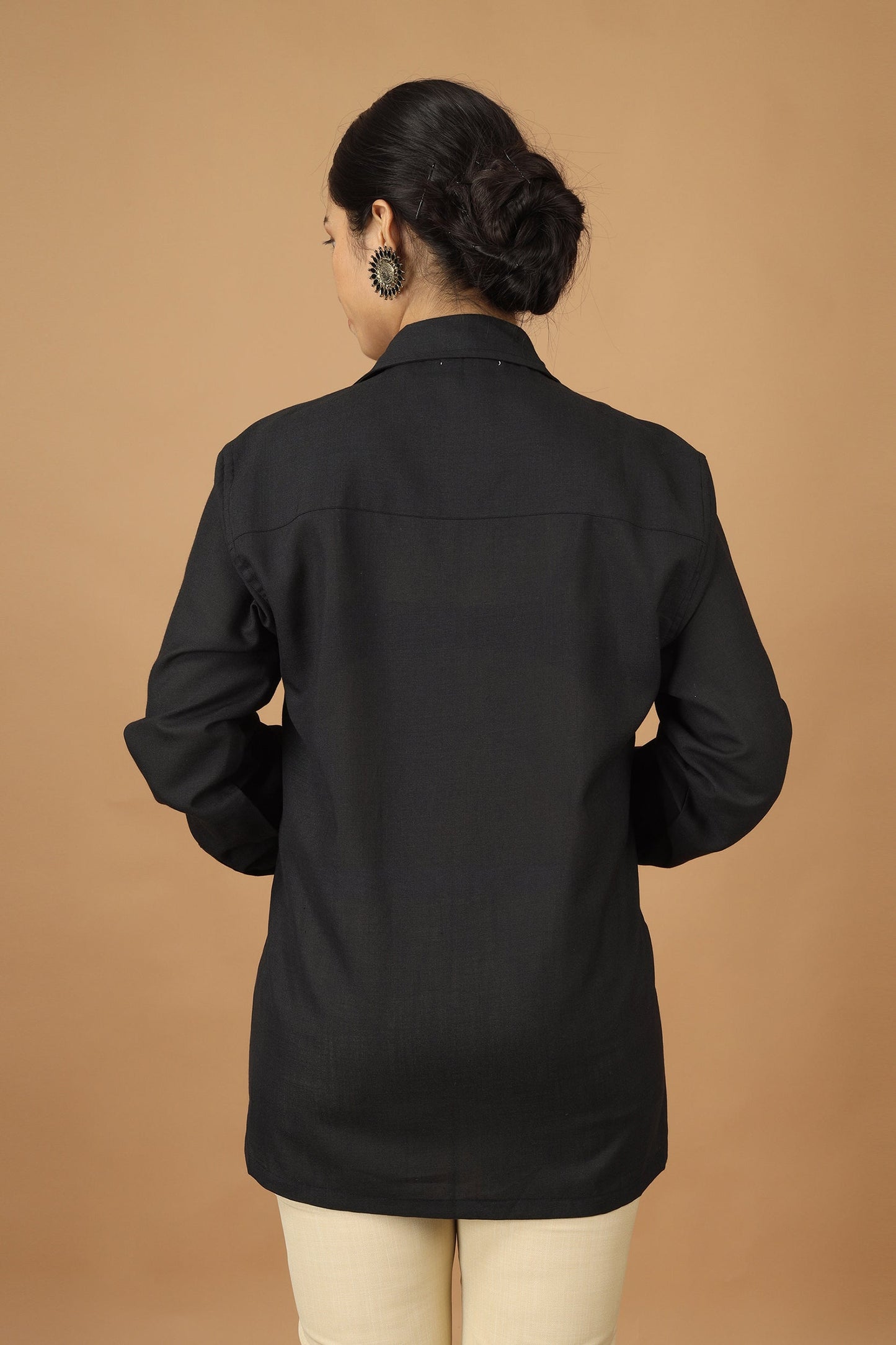 Folklore Black Ahir Embroidery Womens Shirt