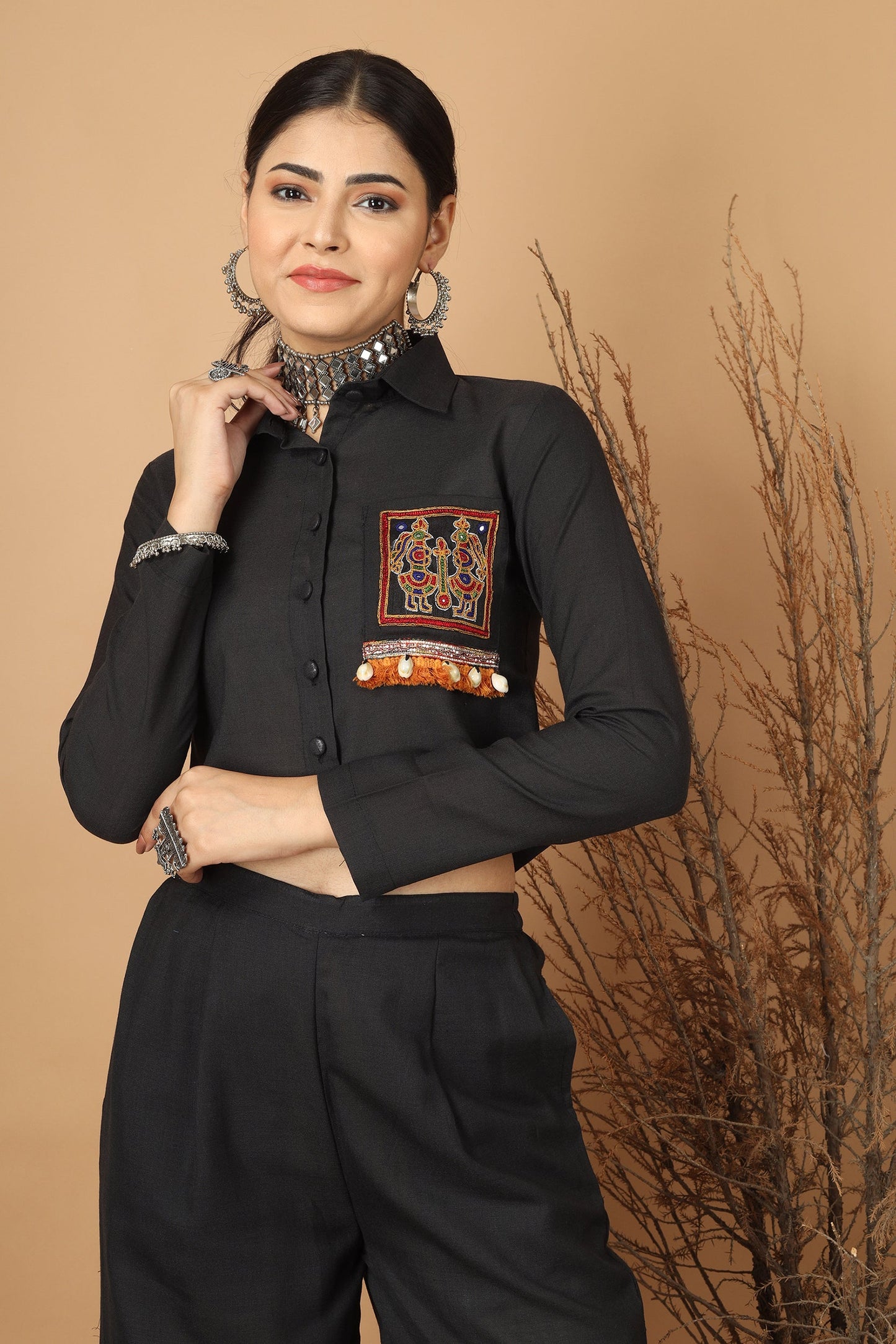 Epic Black Ahir Embroidery Co-Ordinated Set