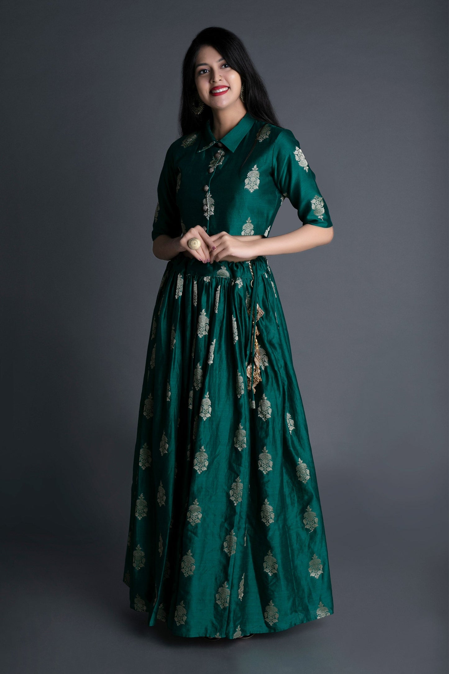 Emerald Green Banarasi Brocade Co-Ordinated Set
