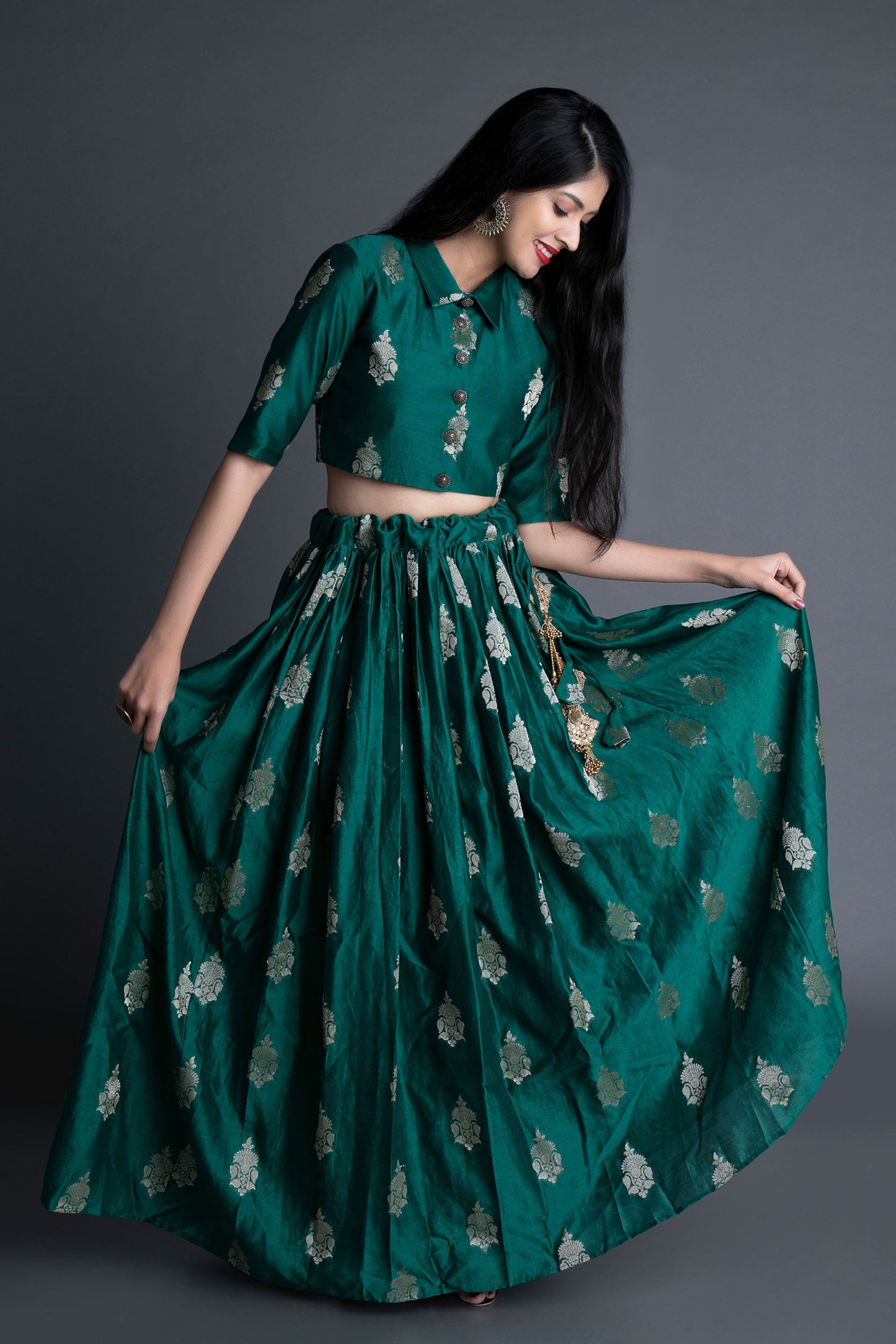Emerald Green Banarasi Brocade Co-Ordinated Set