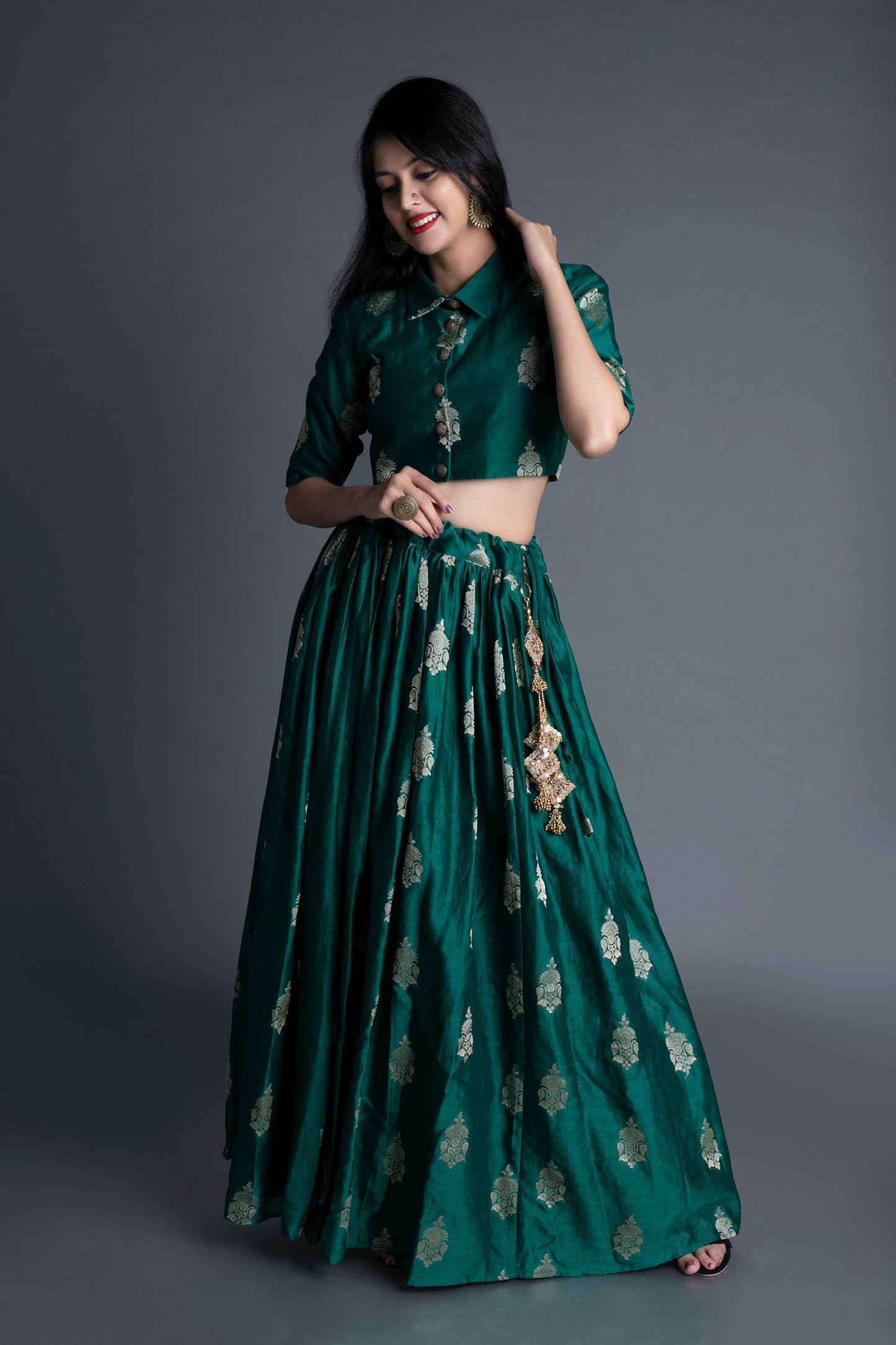 Emerald Green Banarasi Brocade Co-Ordinated Set