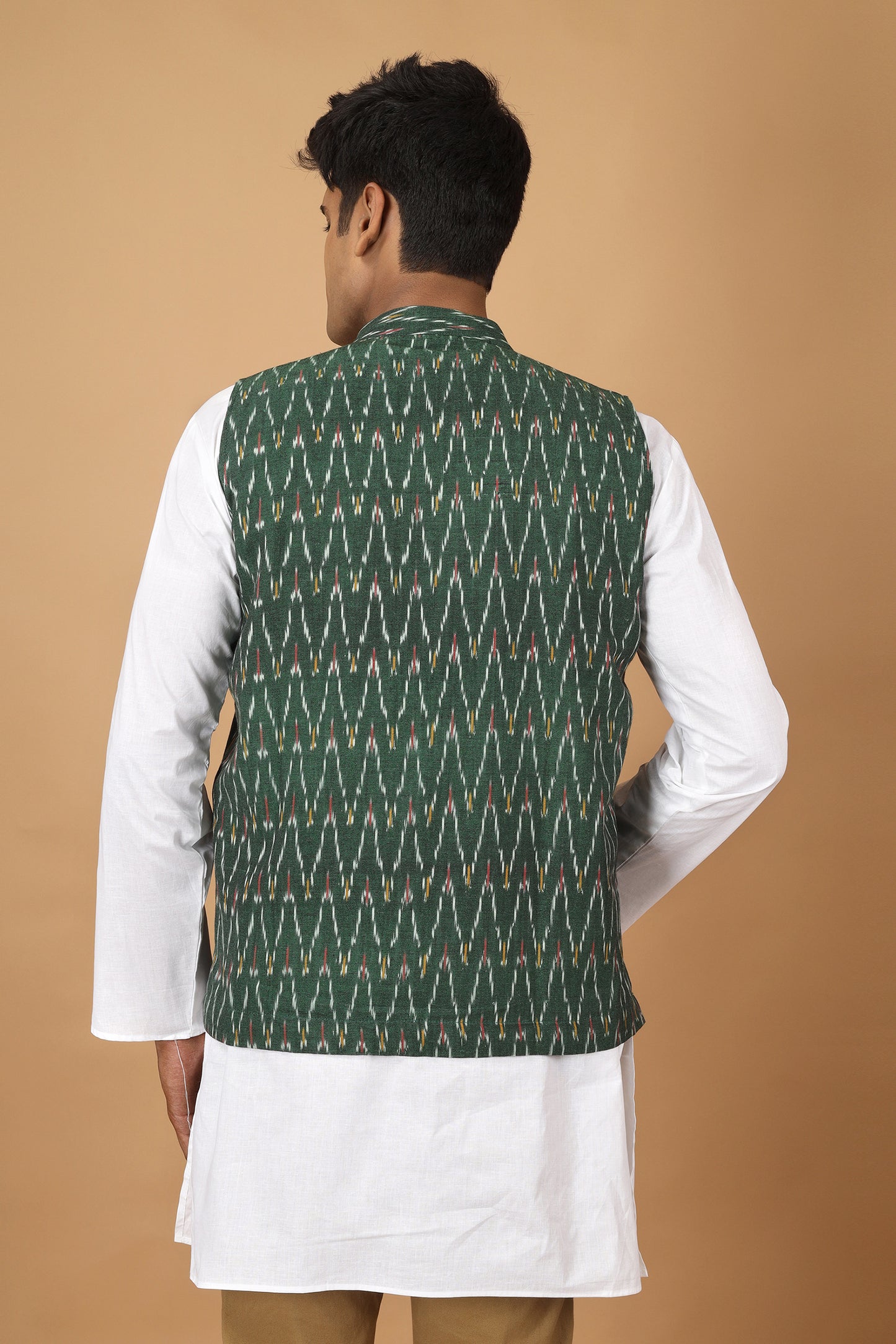Bhor Green Ikat Mens Nehru Jacket