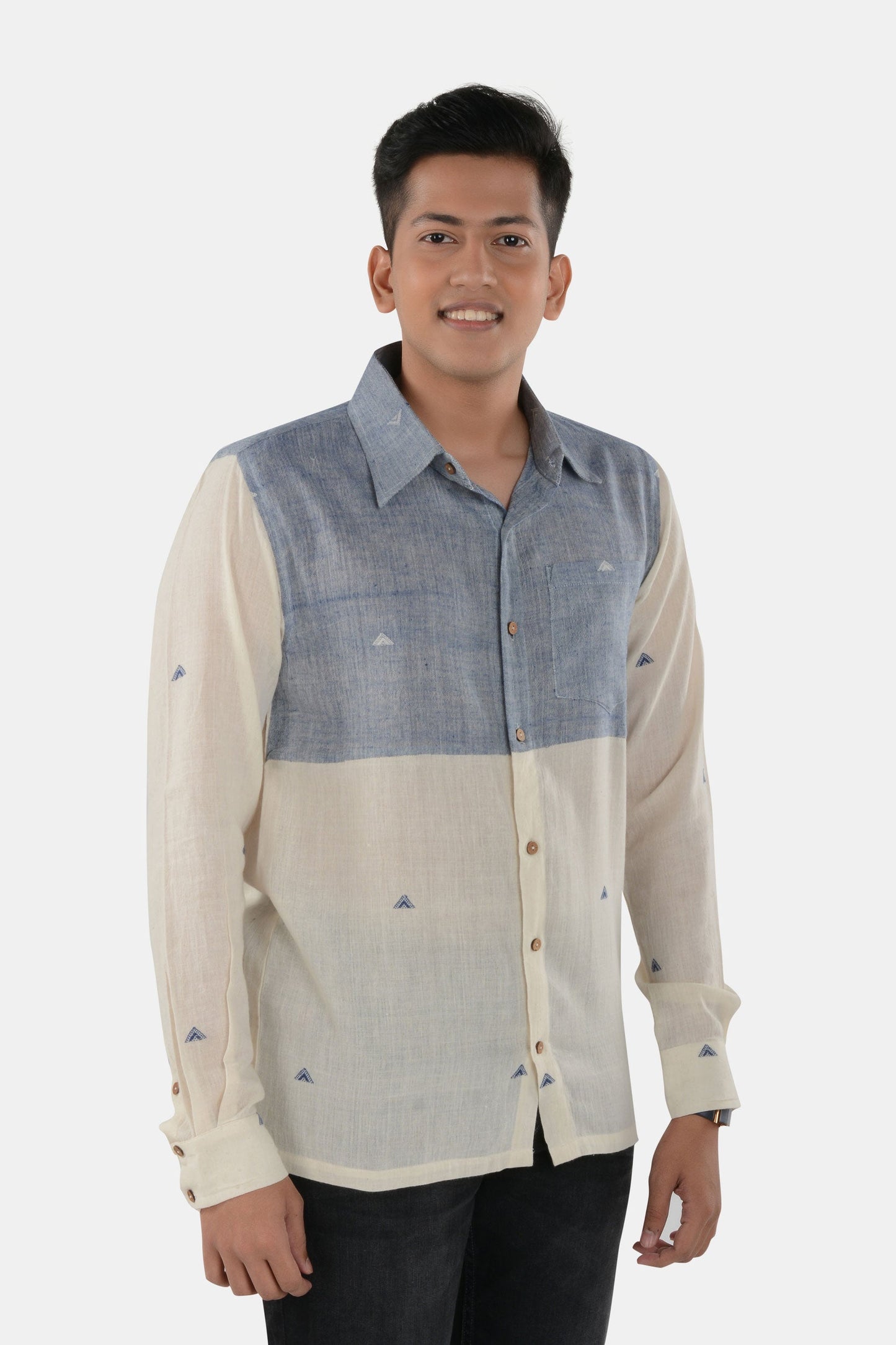 Savay White Blue Kala Cotton Shirt