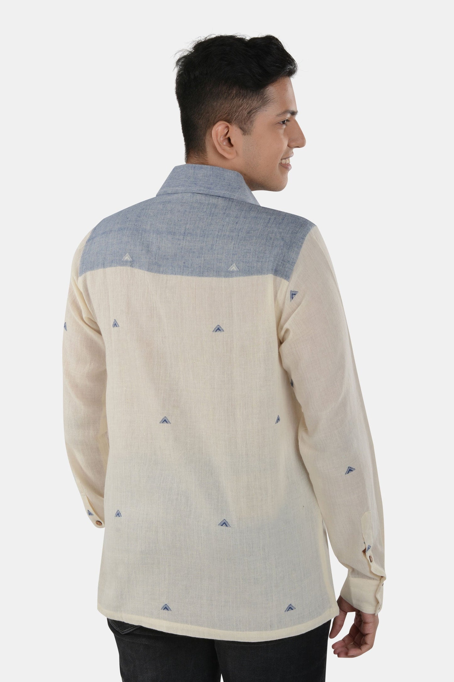 Savay White Blue Kala Cotton Shirt