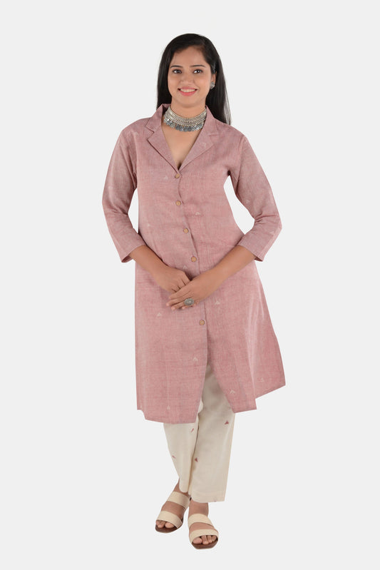 Sanaay Red White Kala Cotton Co-Ordinated Set