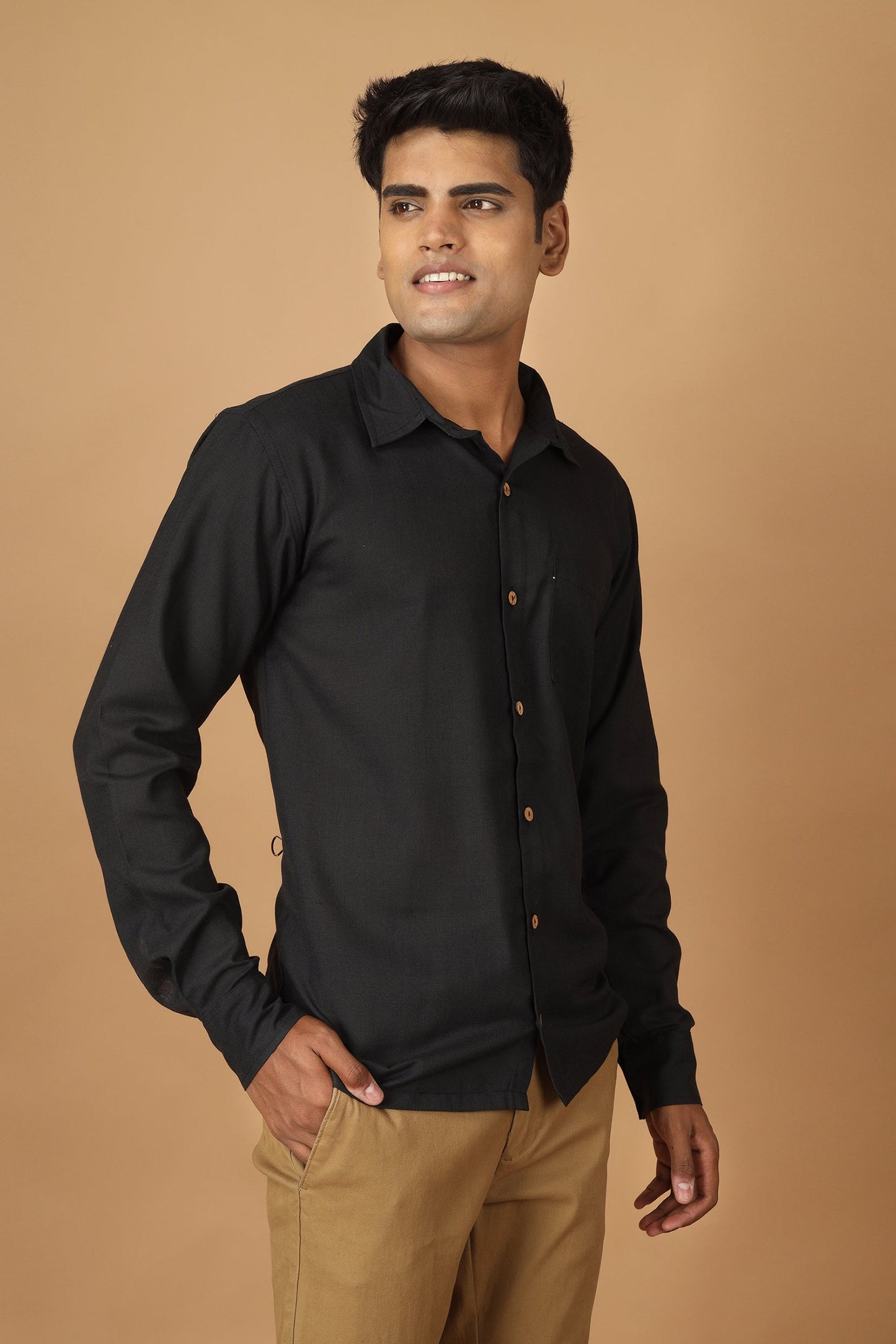 Fable Black Ahir Embroidery Mens Shirt