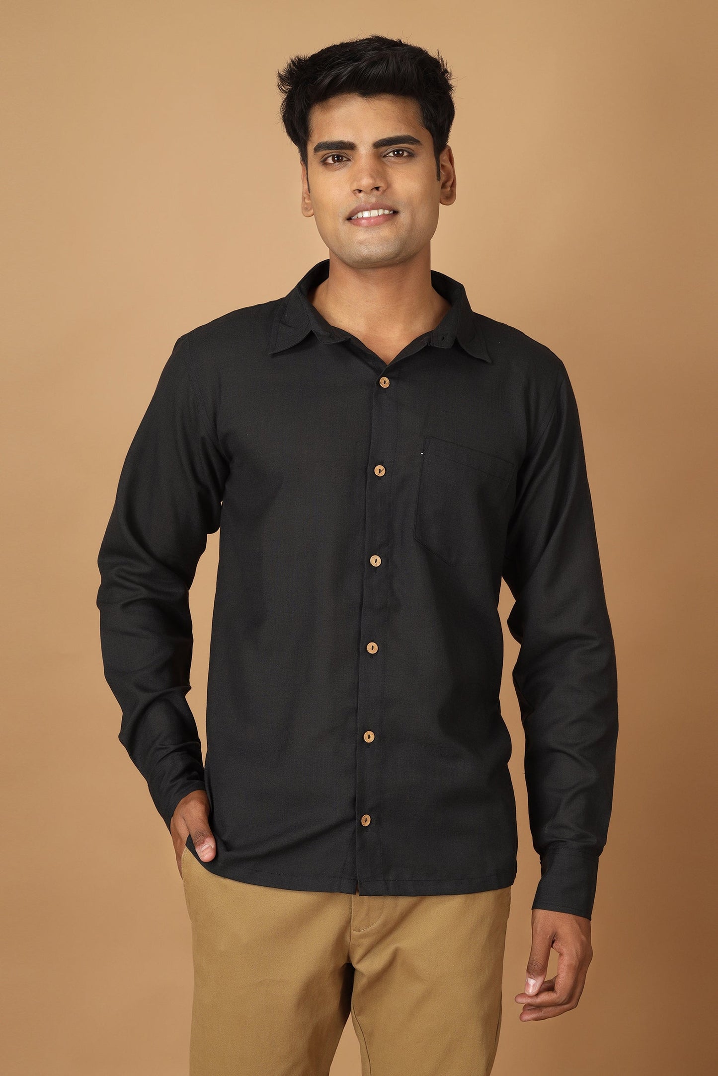 Fable Black Ahir Embroidery Mens Shirt