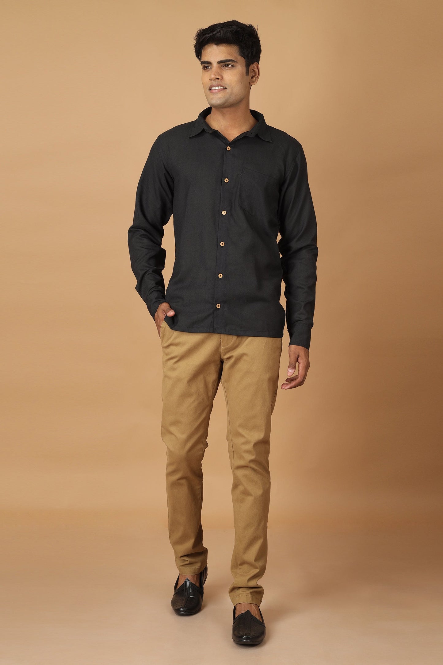 Fable Black Ahir Embroidery Mens Shirt