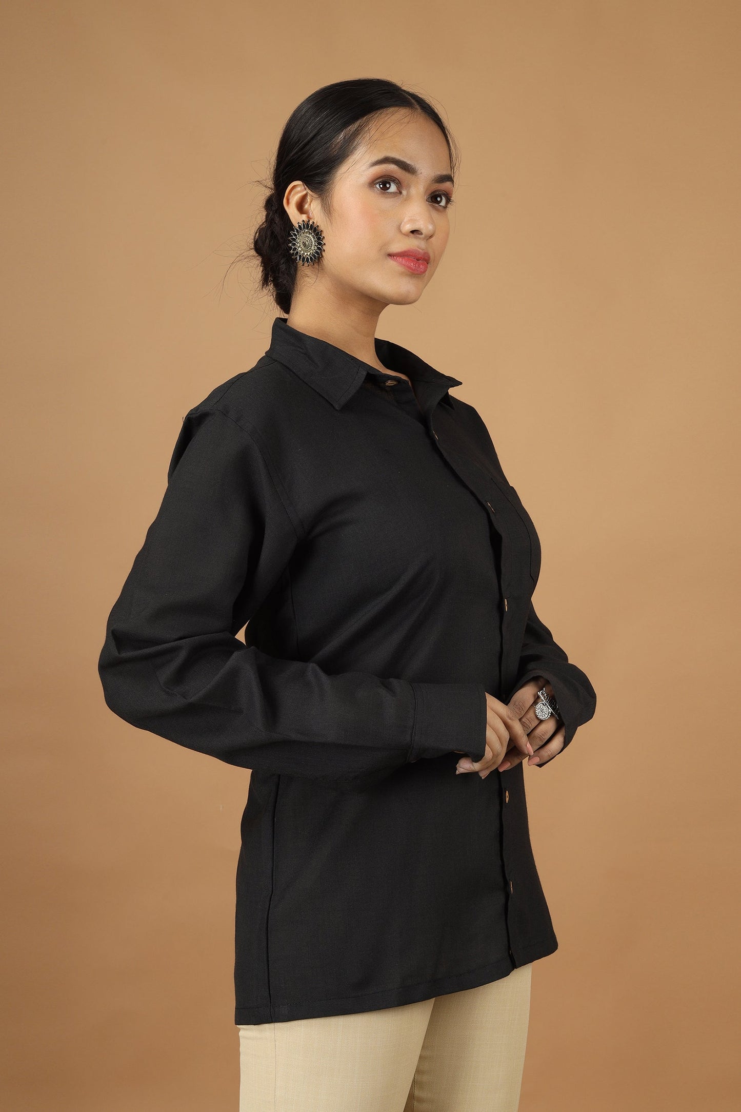 Fable Black Ahir Embroidery Womens Shirt