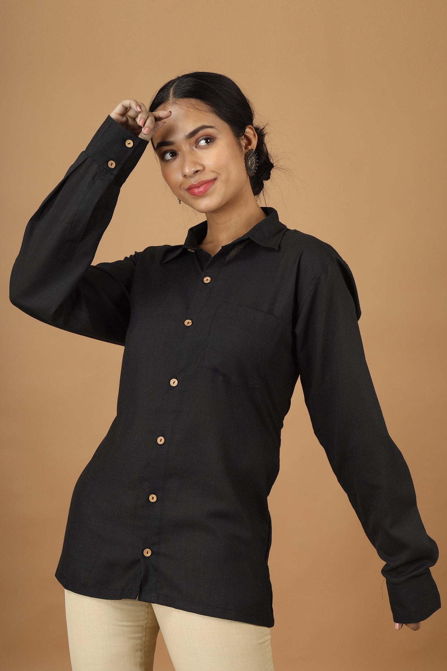 Fable Black Ahir Embroidery Womens Shirt