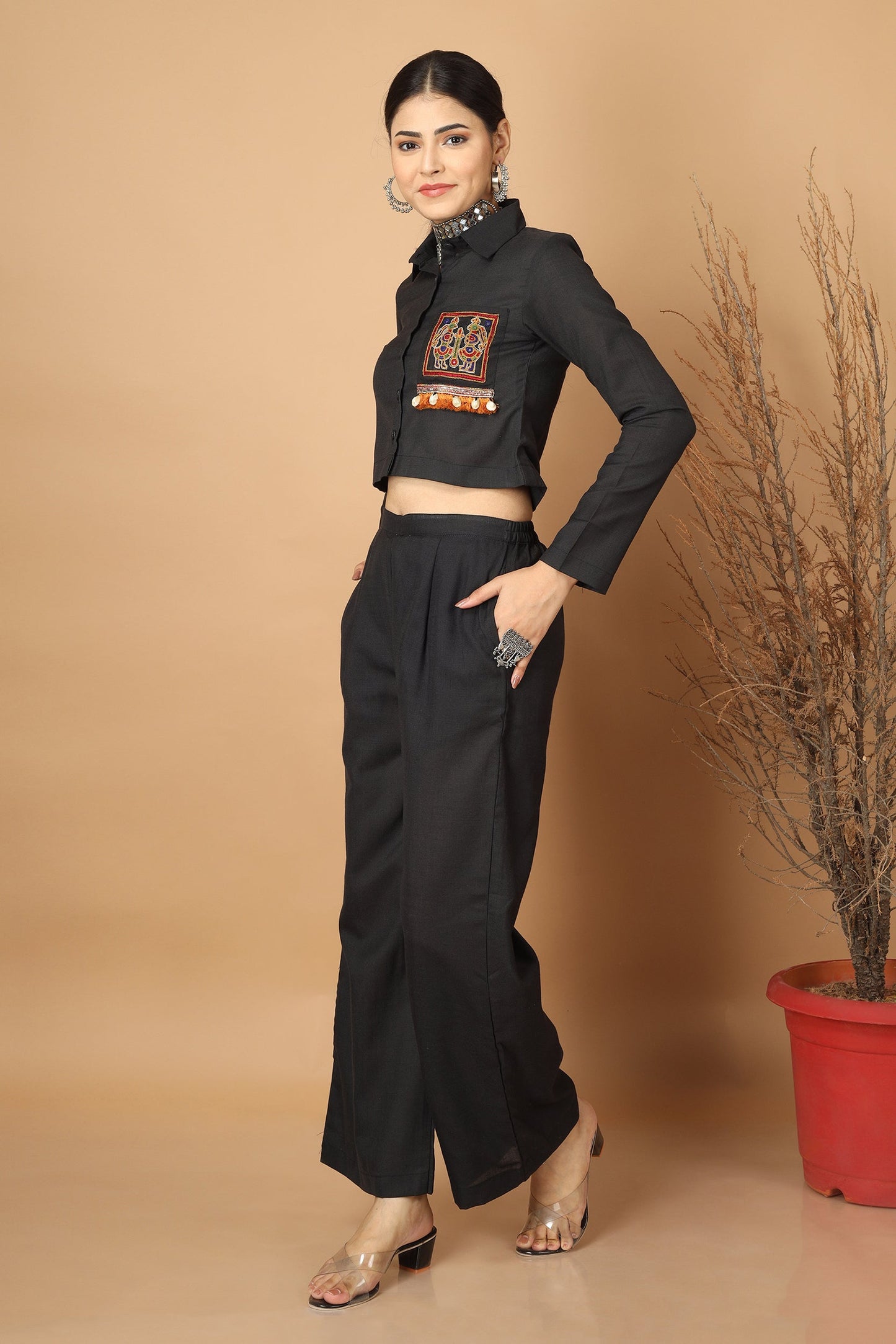 Epic Black Ahir Embroidery Co-Ordinated Set