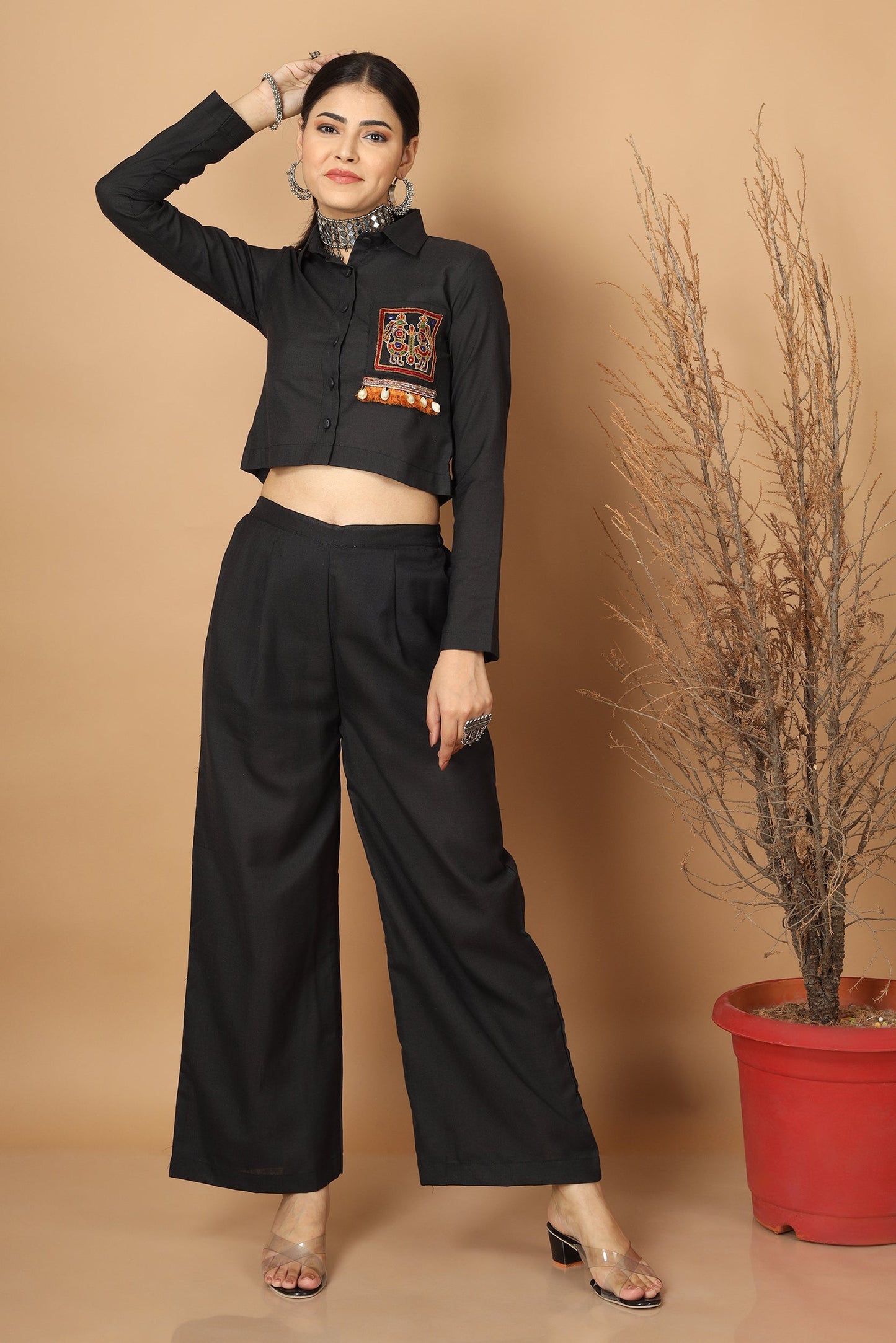 Epic Black Ahir Embroidery Co-Ordinated Set