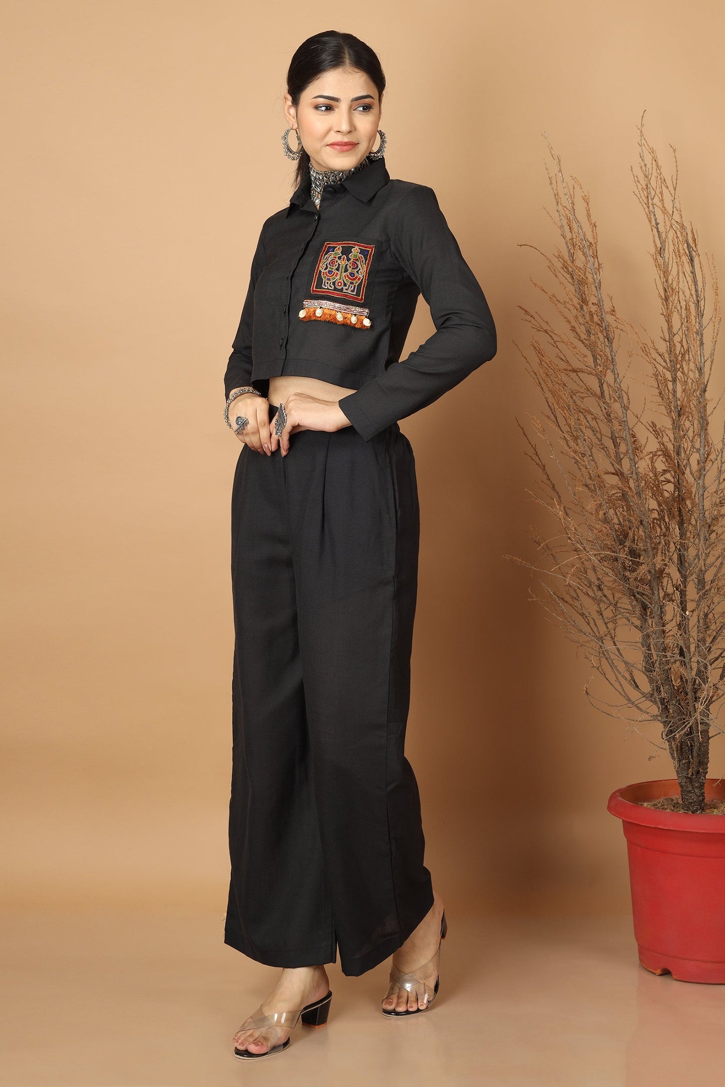 Epic Black Ahir Embroidery Co-Ordinated Set