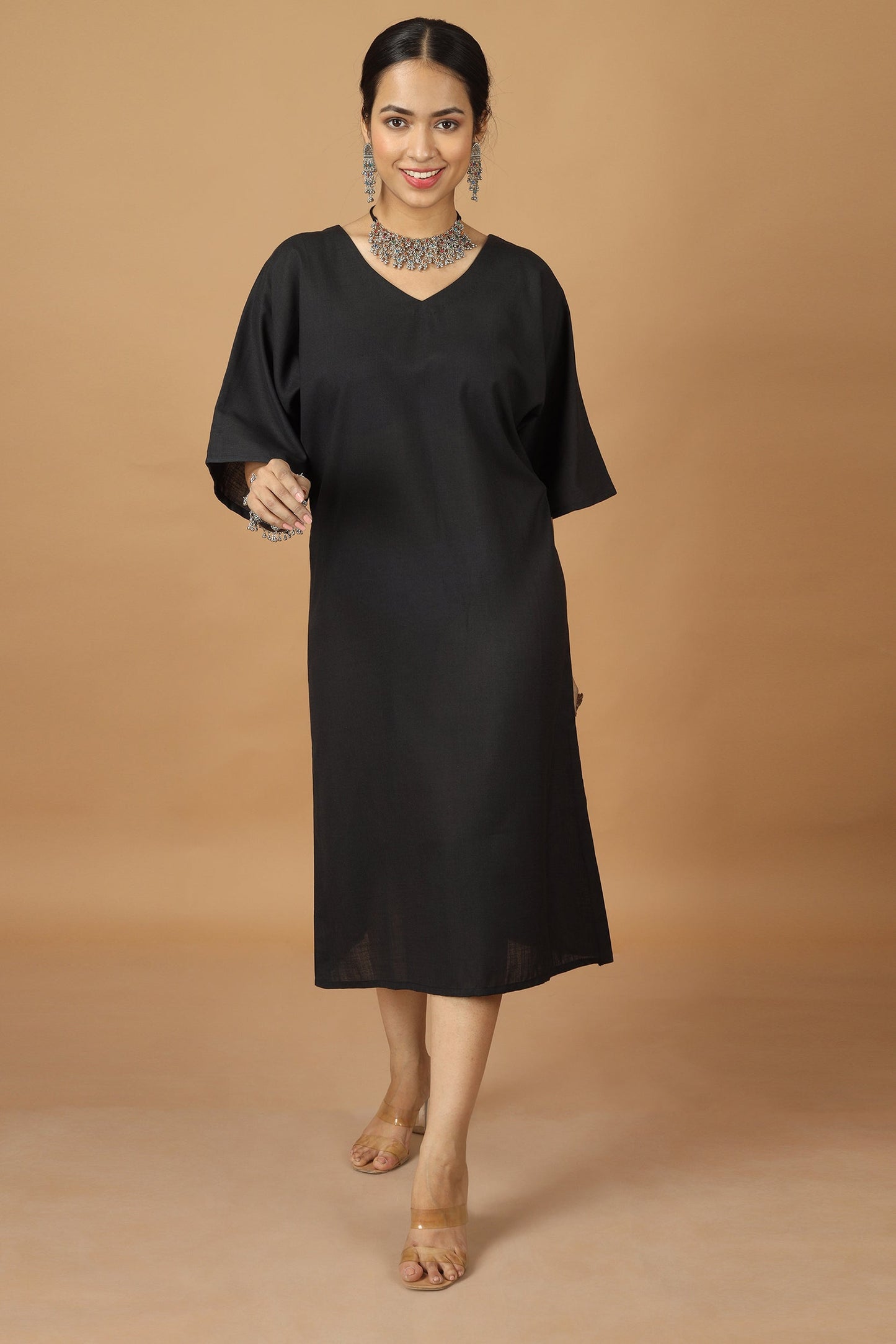 Saga Black Ahir Embroidery Dress