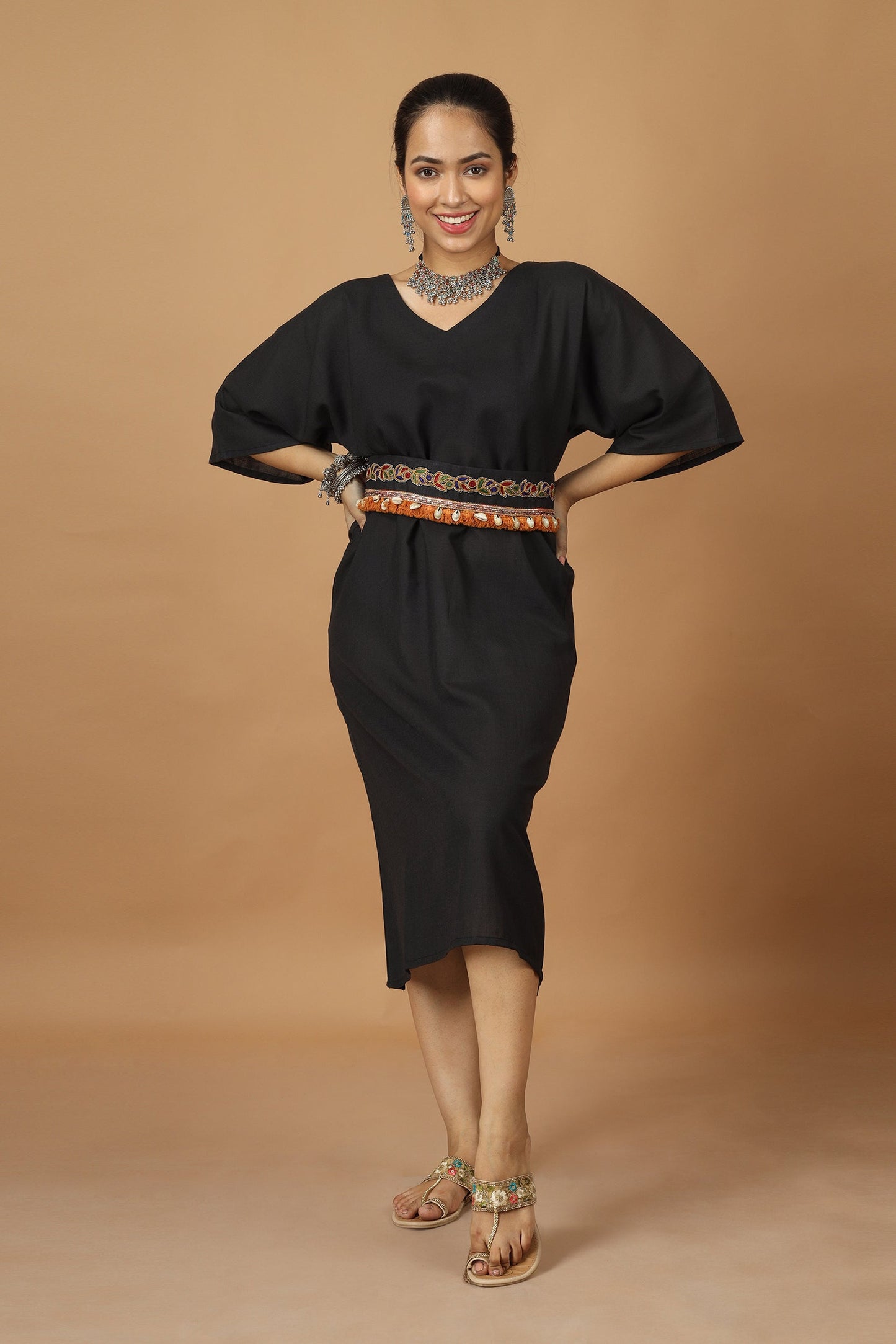 Saga Black Ahir Embroidery Dress