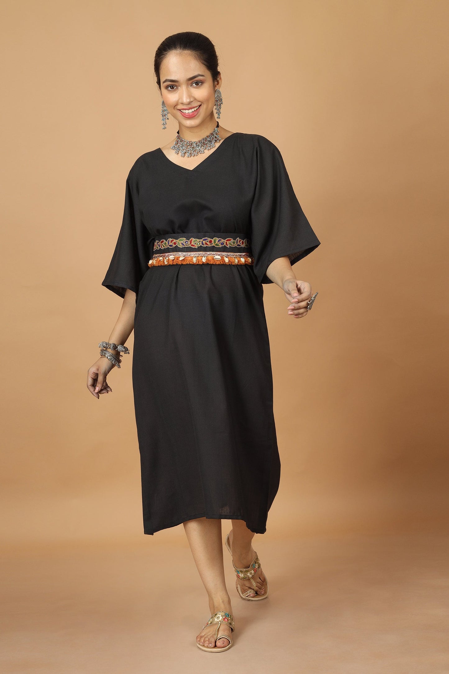 Saga Black Ahir Embroidery Dress