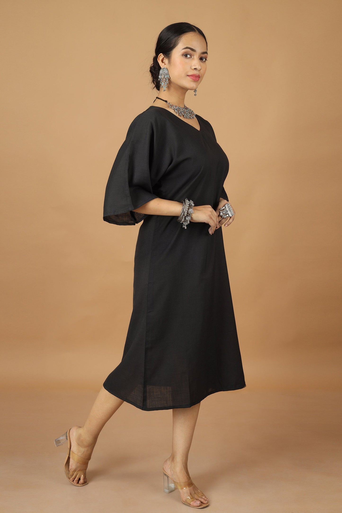 Saga Black Ahir Embroidery Dress