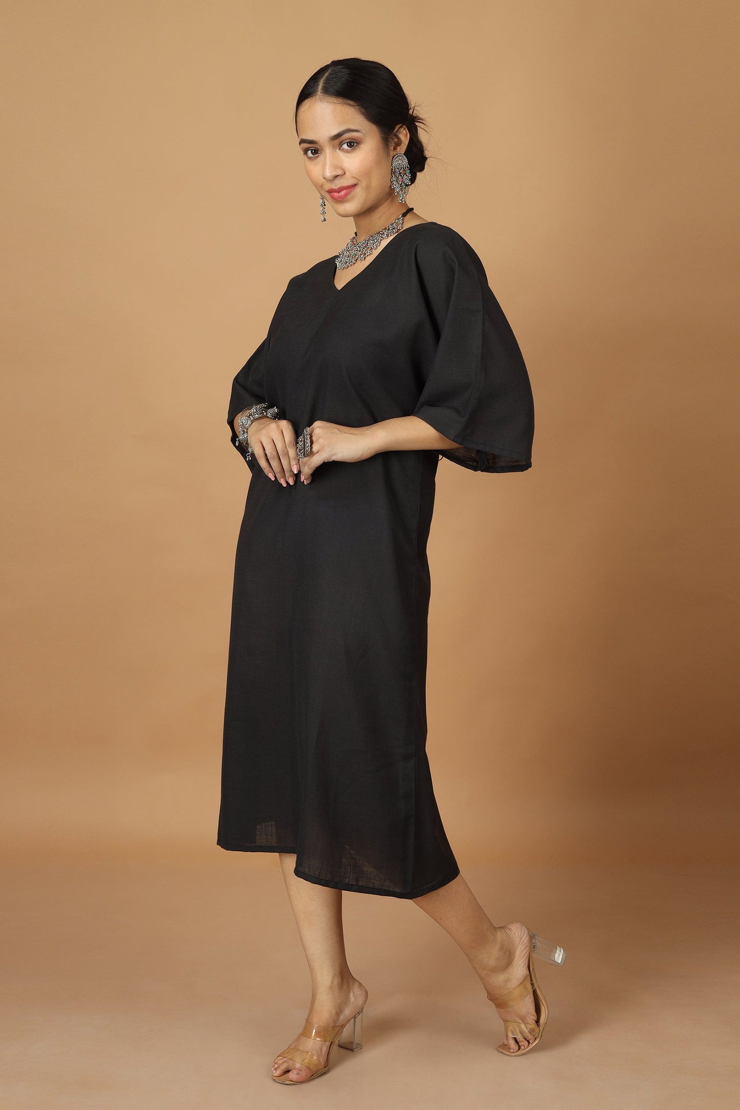 Saga Black Ahir Embroidery Dress