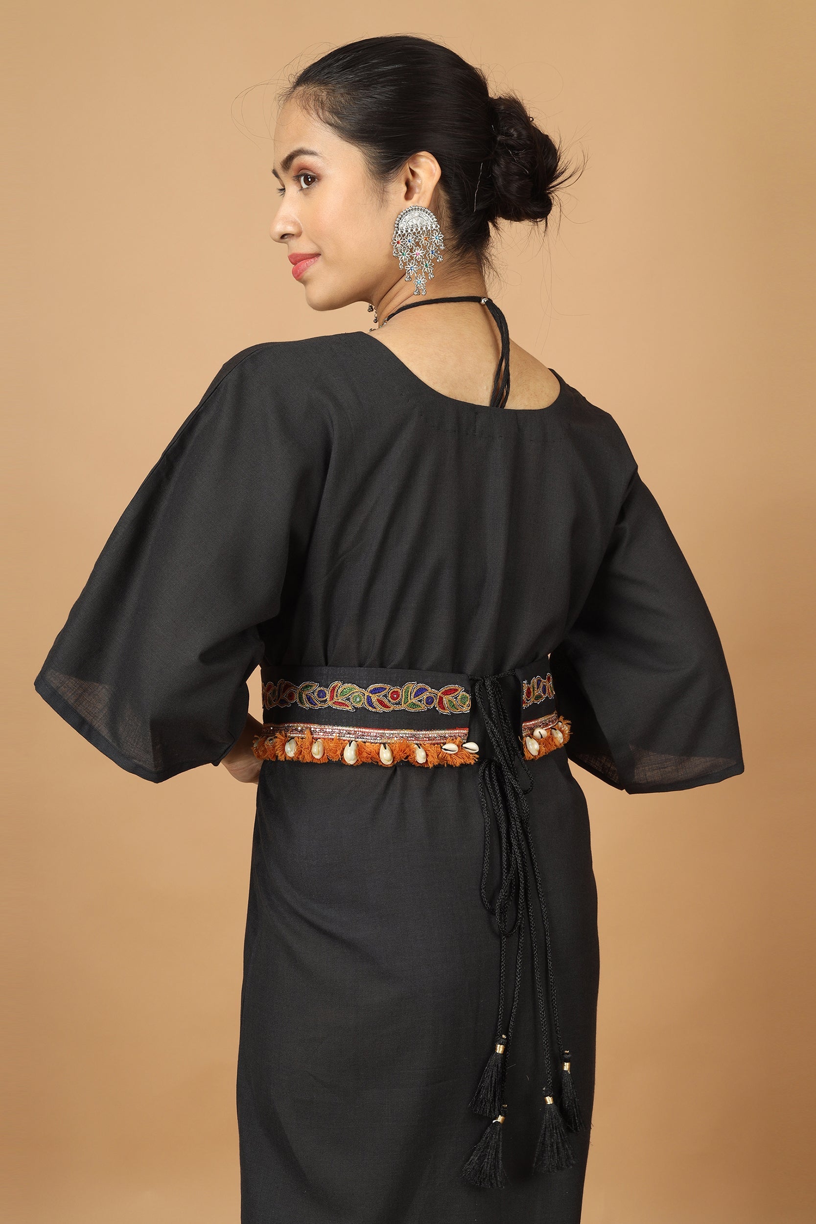 Saga Black Ahir Embroidery Dress - Main Image