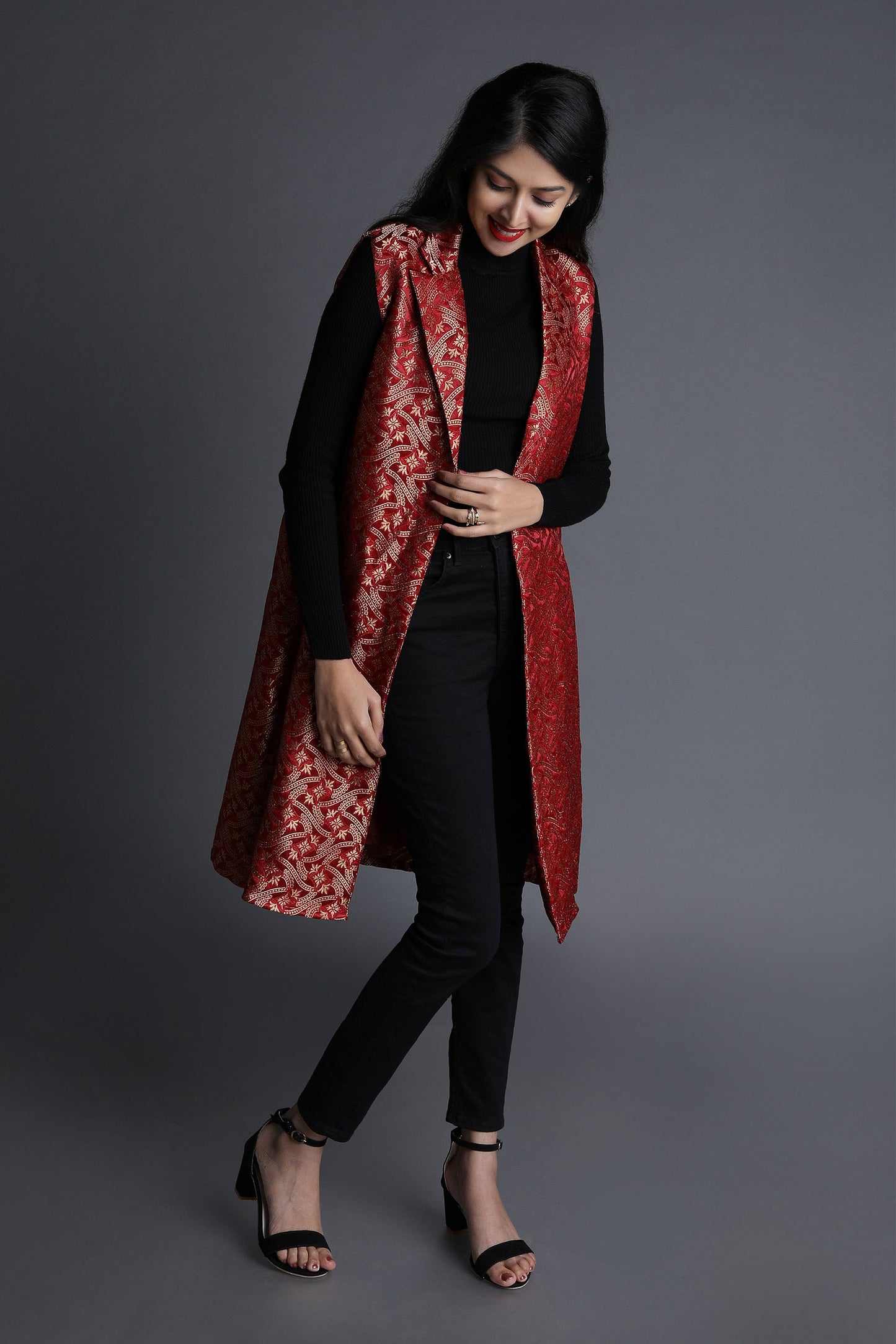 Ruby Red Banarasi Brocade Jacket