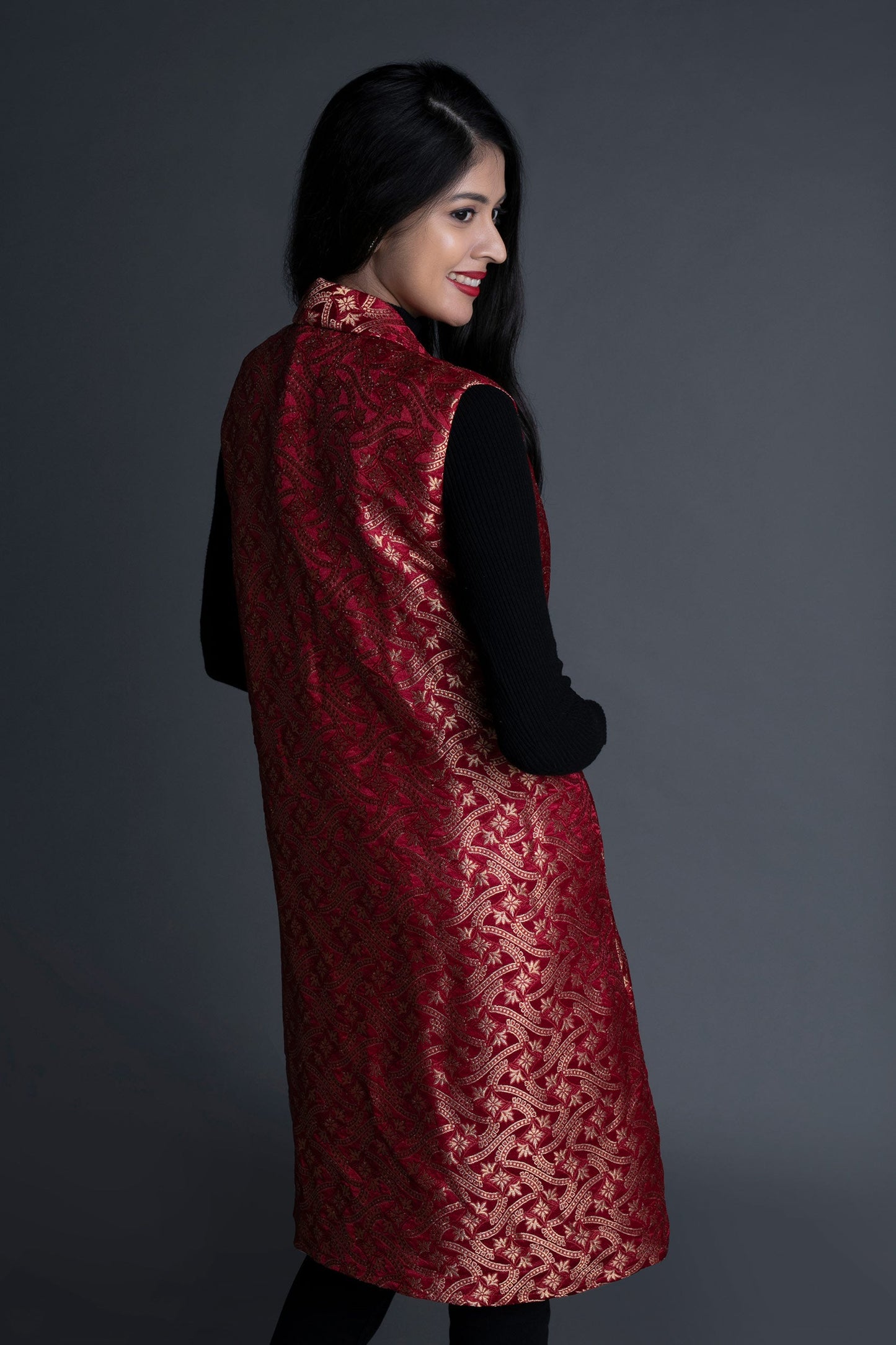 Ruby Red Banarasi Brocade Jacket