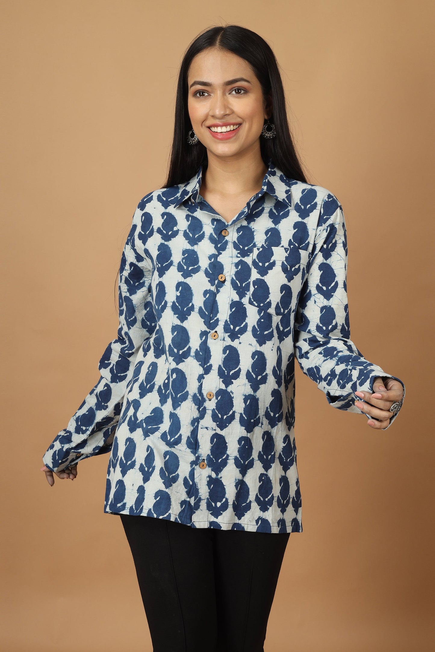 Pattrika Dabu Indigo Womens Shirt