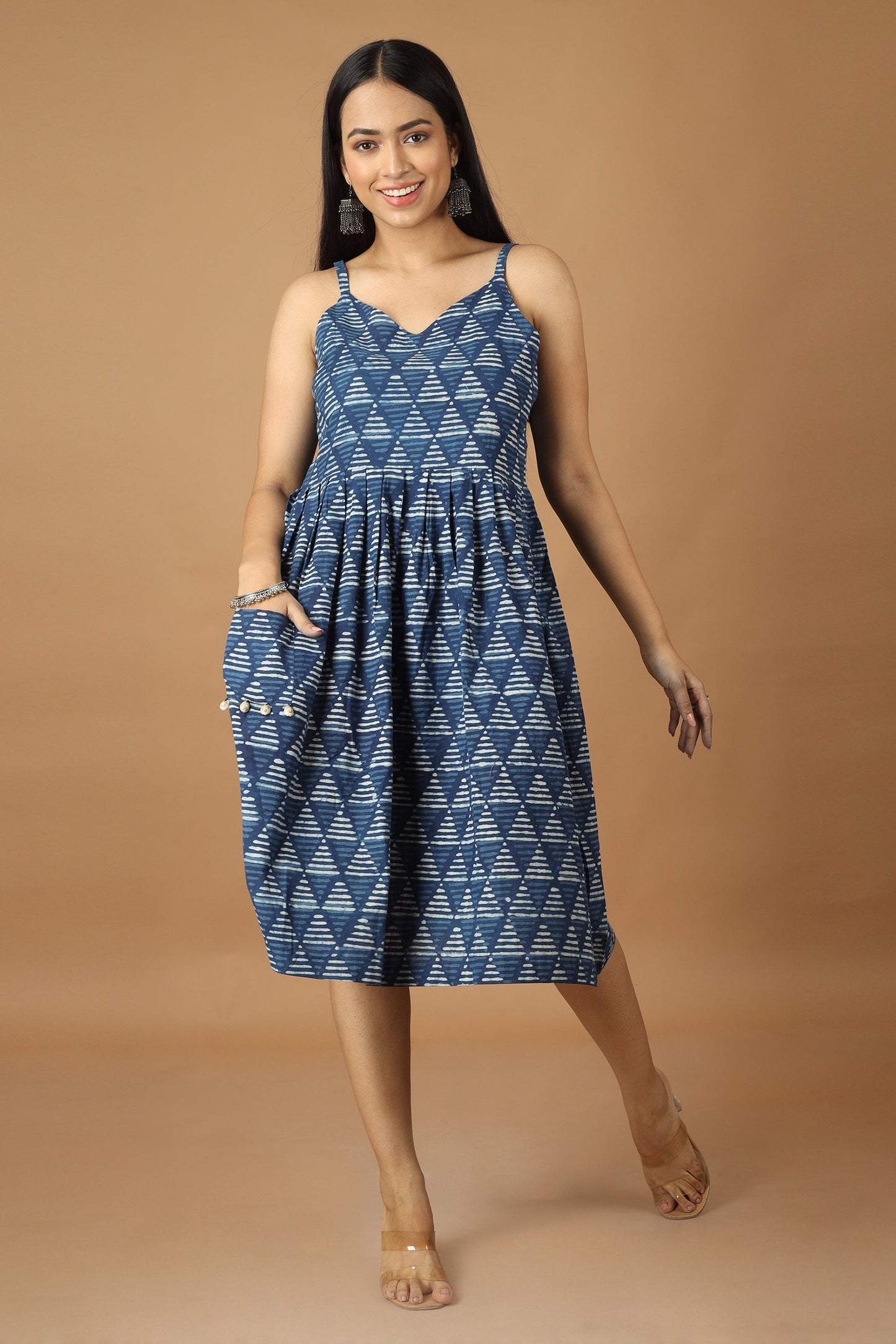 Trikona Dabu Indigo Dress