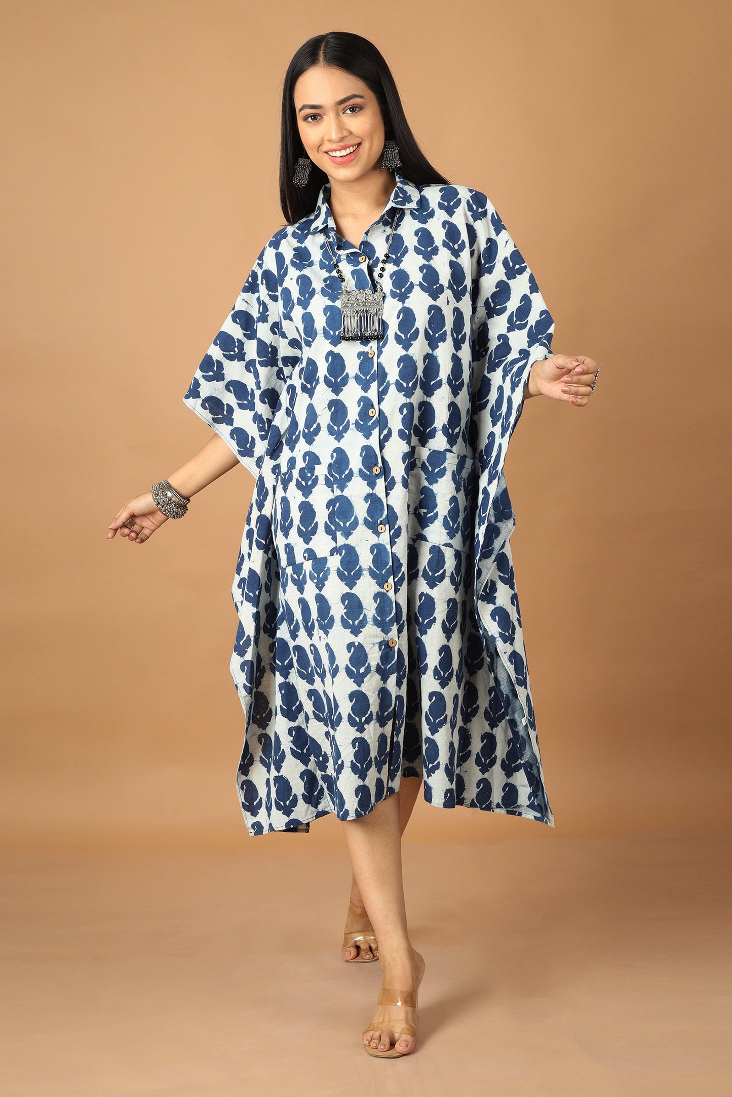 Pattrika Dabu Indigo Kaftan