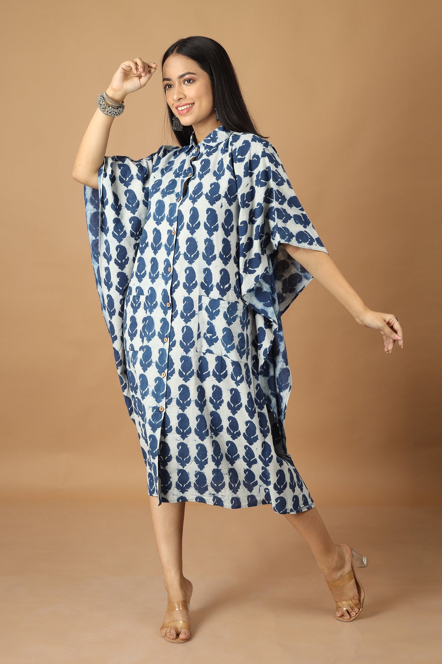 Pattrika Dabu Indigo Kaftan