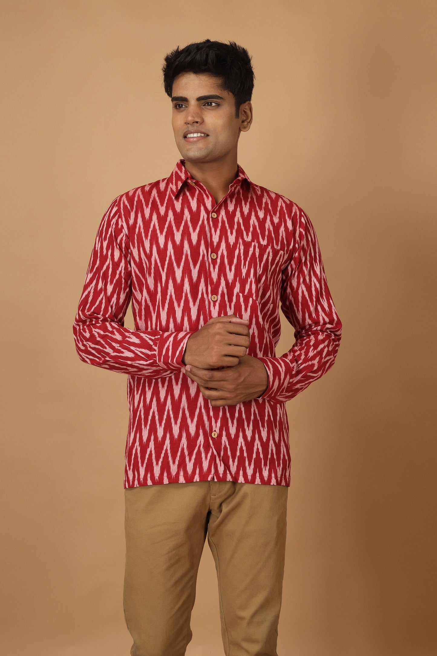 Shaam Red Ikat Mens Shirt