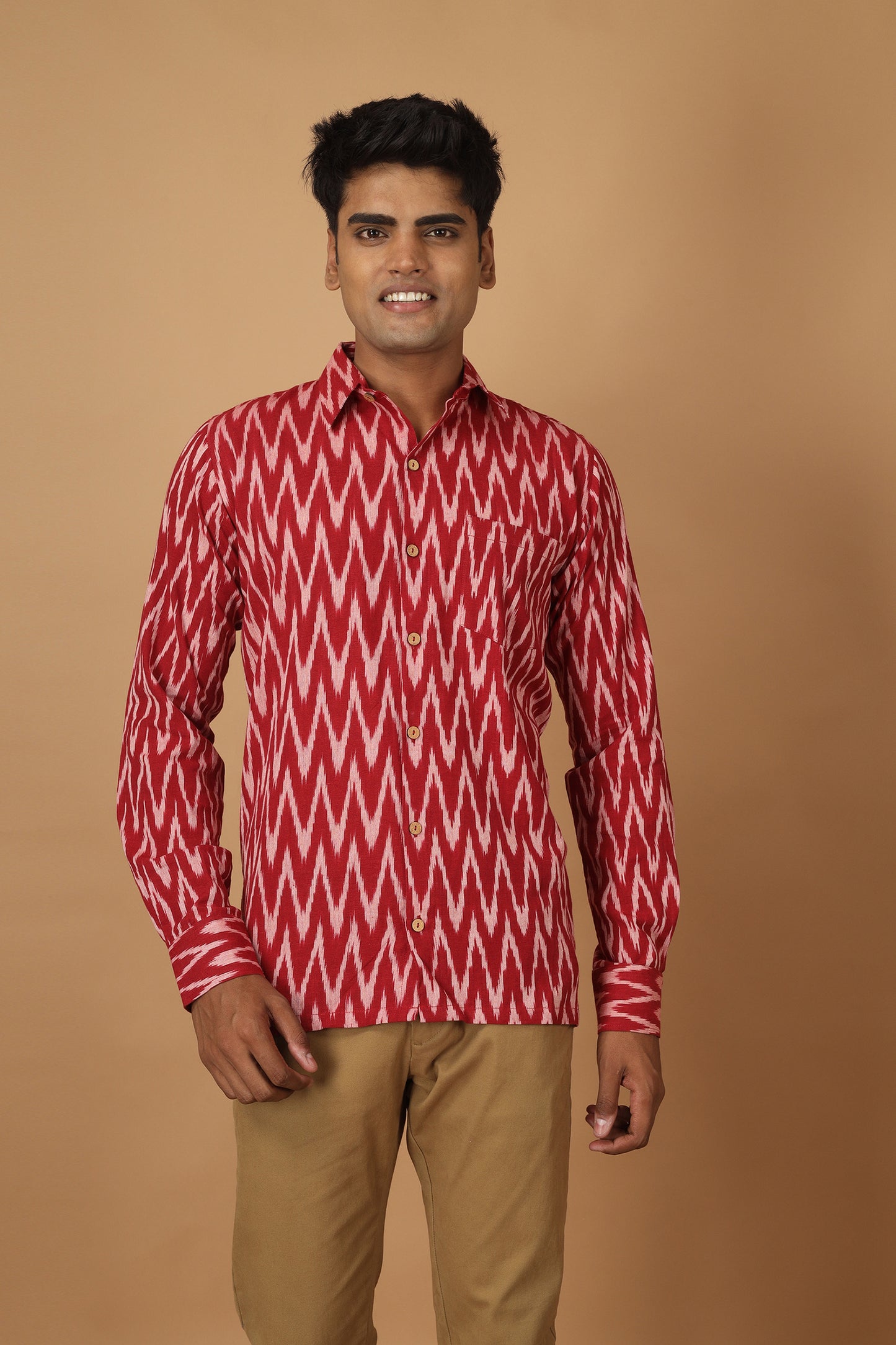 Shaam Red Ikat Mens Shirt