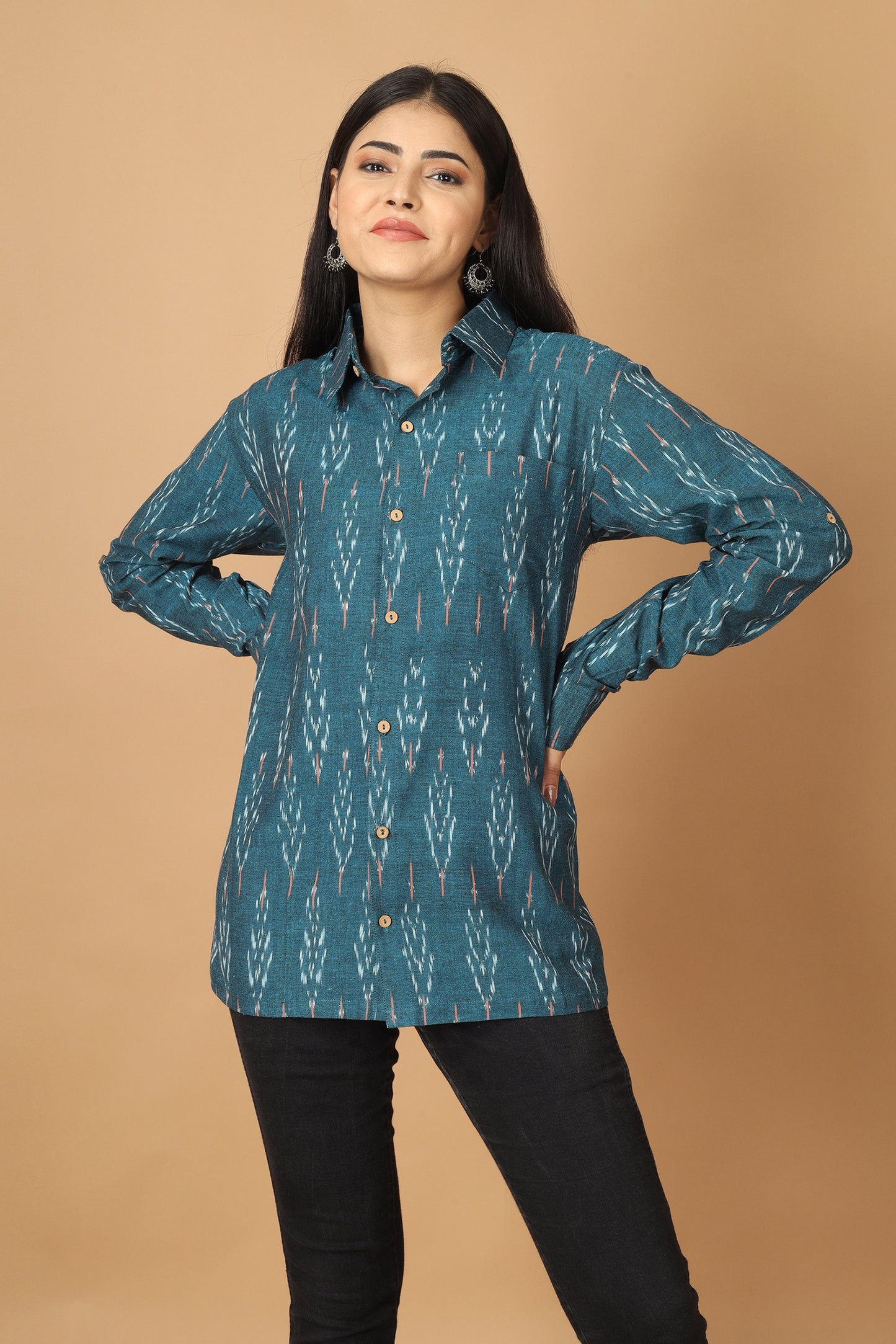 Subah Blue Ikat Womens Shirt