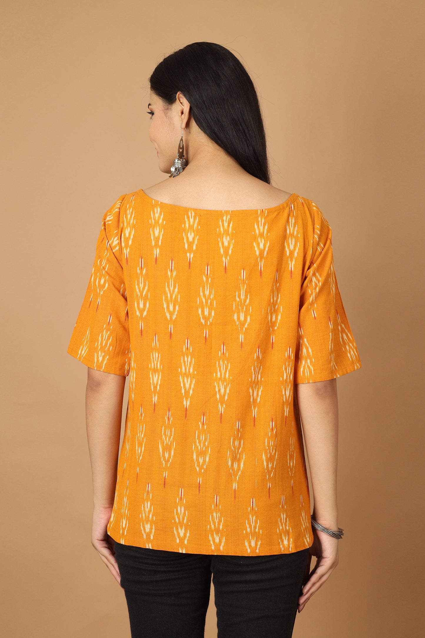 Dopahar Yellow Ikat Top