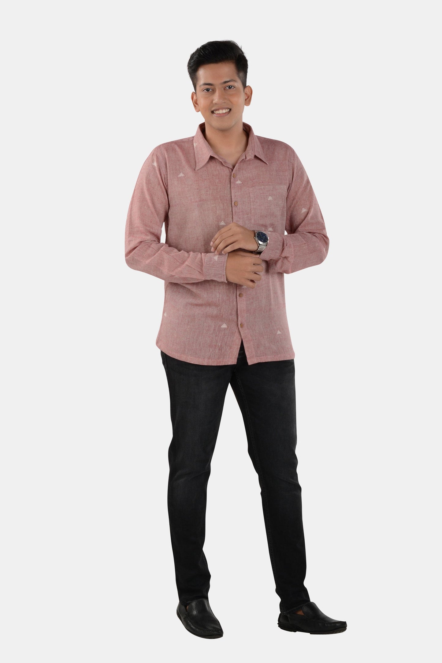 Sanjh Red Kala Cotton Shirt