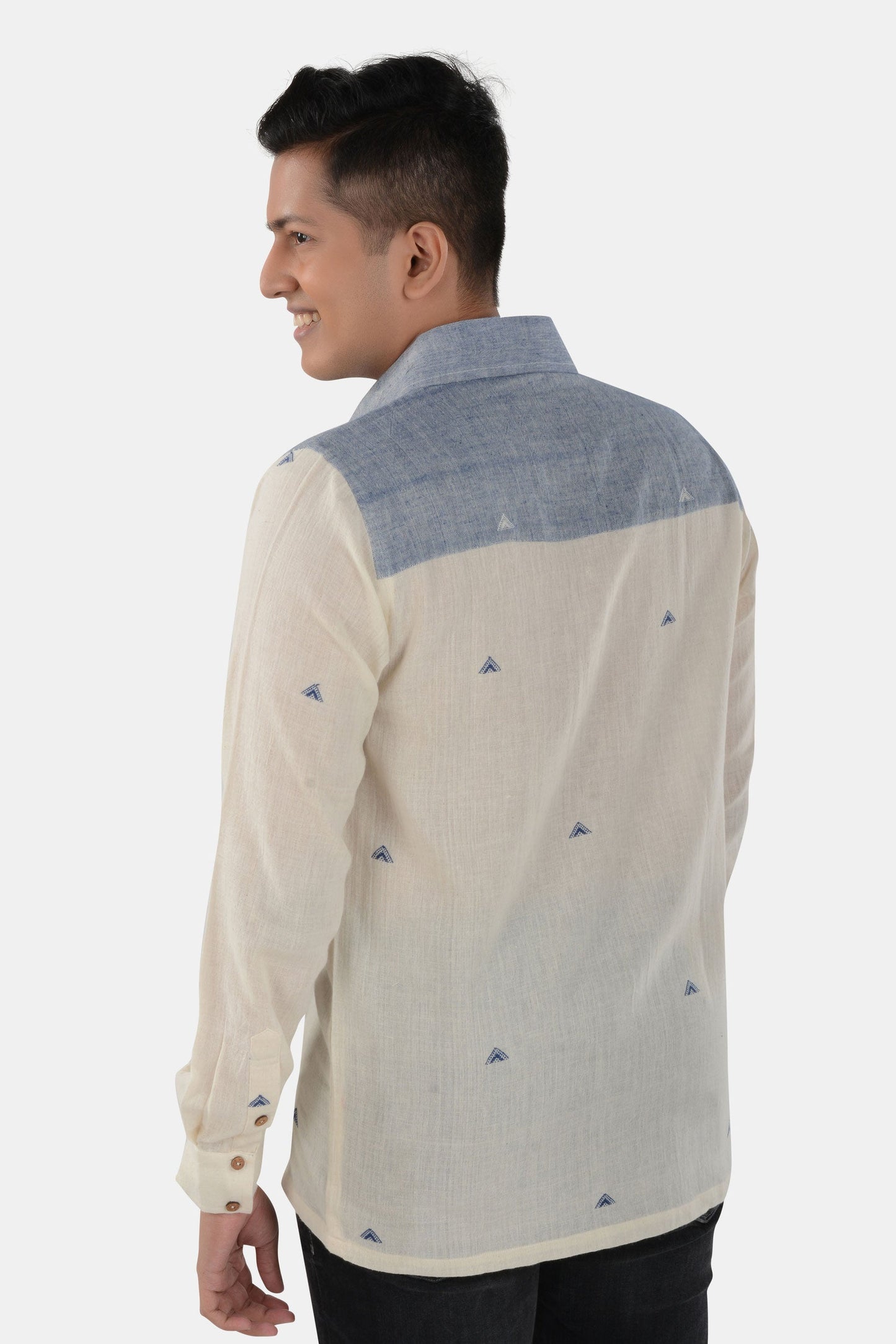 Savay White Blue Kala Cotton Shirt