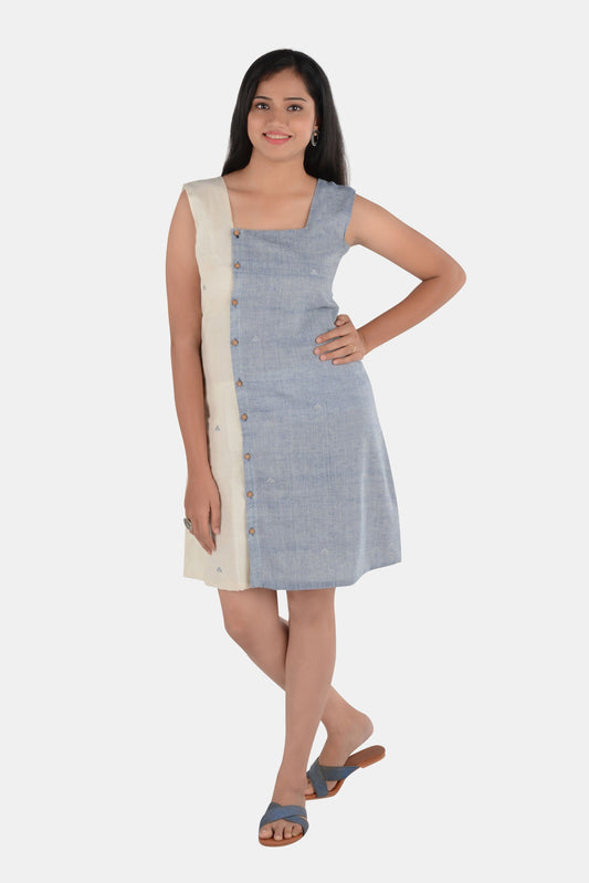 Savaay White Blue Kala Cotton Dress