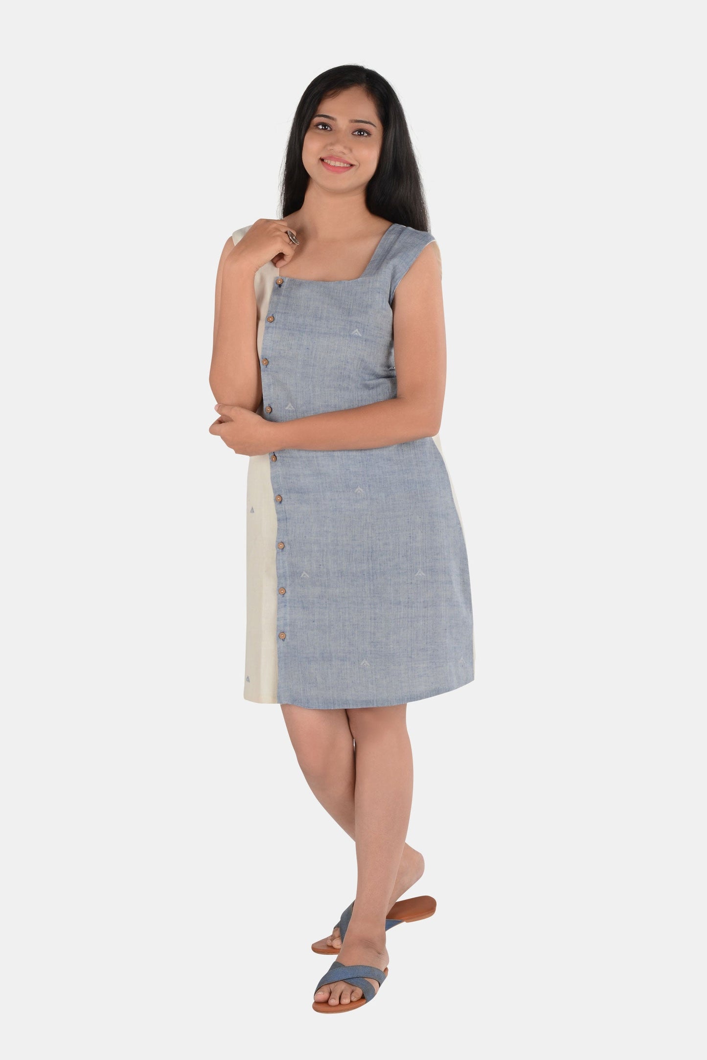 Savaay White Blue Kala Cotton Dress